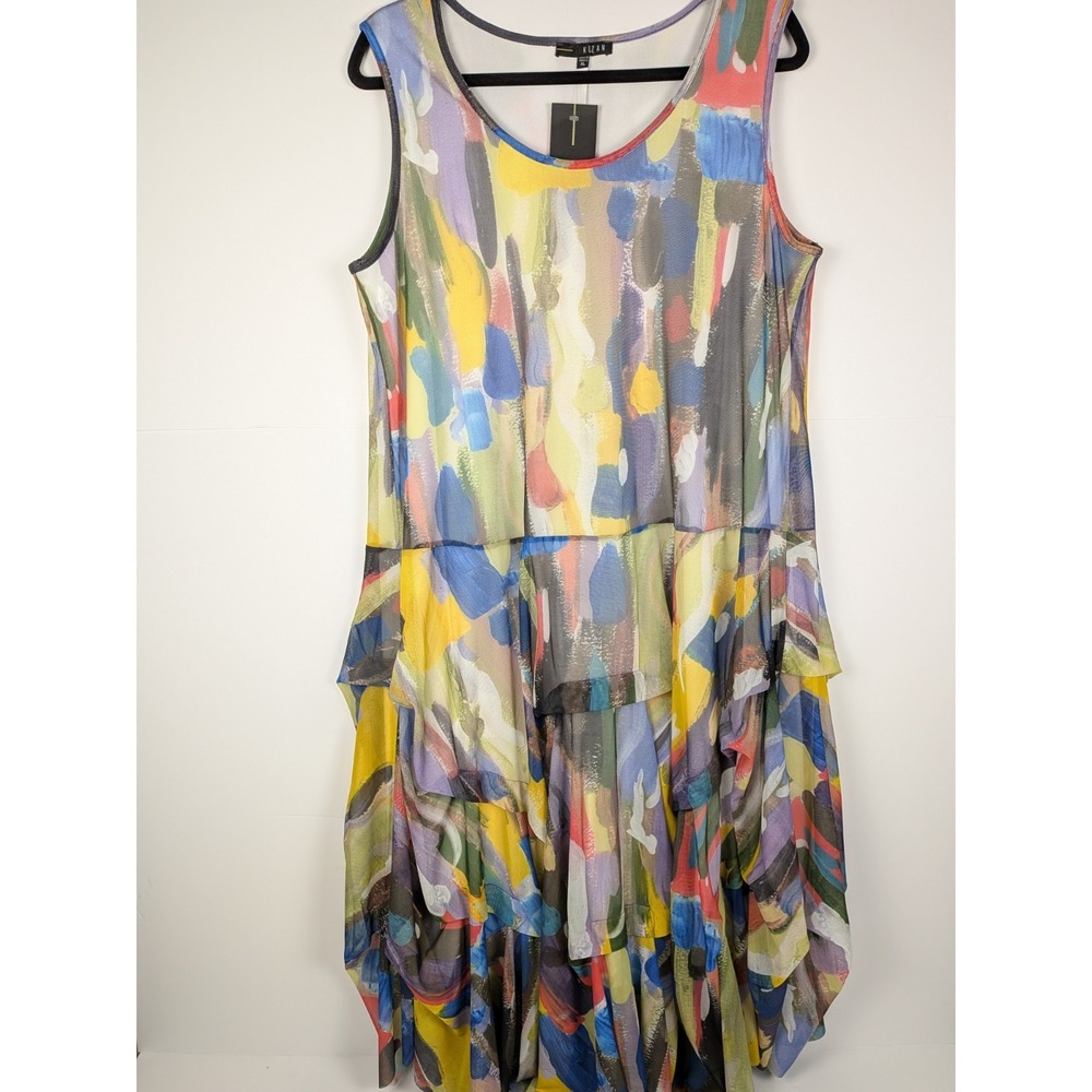 NWT Kozan Bora Multicolor Flowy Bright Sleeveless Dress - Size XL